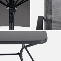 Table De Jardin Acier, 6 Fauteuils Et 1 Parasol -Outdoor Living Soldes mt140r6umbat f7175b32f475fcaa6ec494b40d61d38c