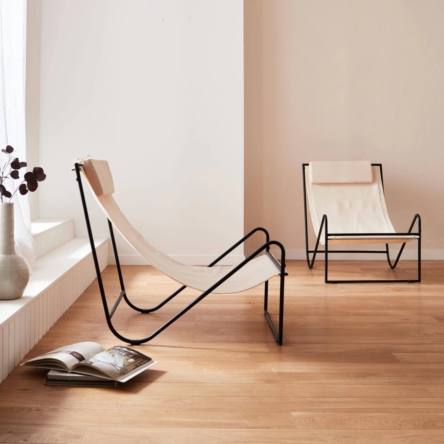 Fauteuil Relax En Toile, Structure Métal (lot De 2) 6 Fauteuil Relax En Toile, Structure Métal (lot De 2) – Image 4