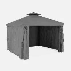 Pergola Aluminium 3x3 M Avec Rideaux Couleur : Gris -Outdoor Living Soldes pga3x3swgy 5a7779ba399db3bb8a24a6ee33c4d7ca