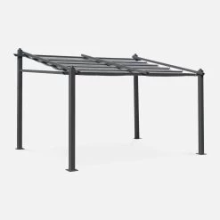 Pergola Aluminium 3x4 M Toile Coulissante Couleur : Gris