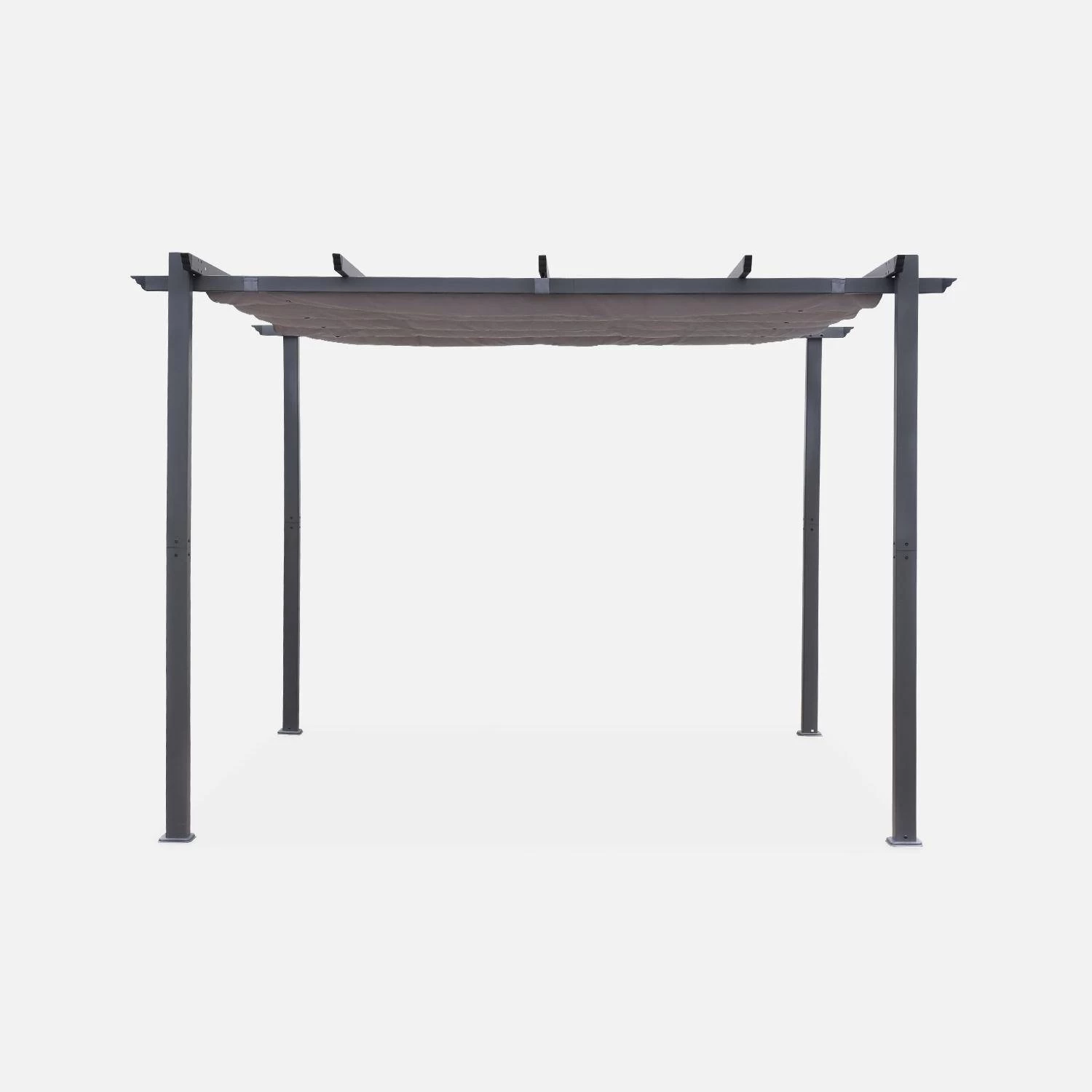 Pergola, Aluminium, 3x3m, Toile Coulissante Couleur : Gris 4 Pergola, Aluminium, 3x3m, Toile Coulissante Couleur : Gris – Image 2