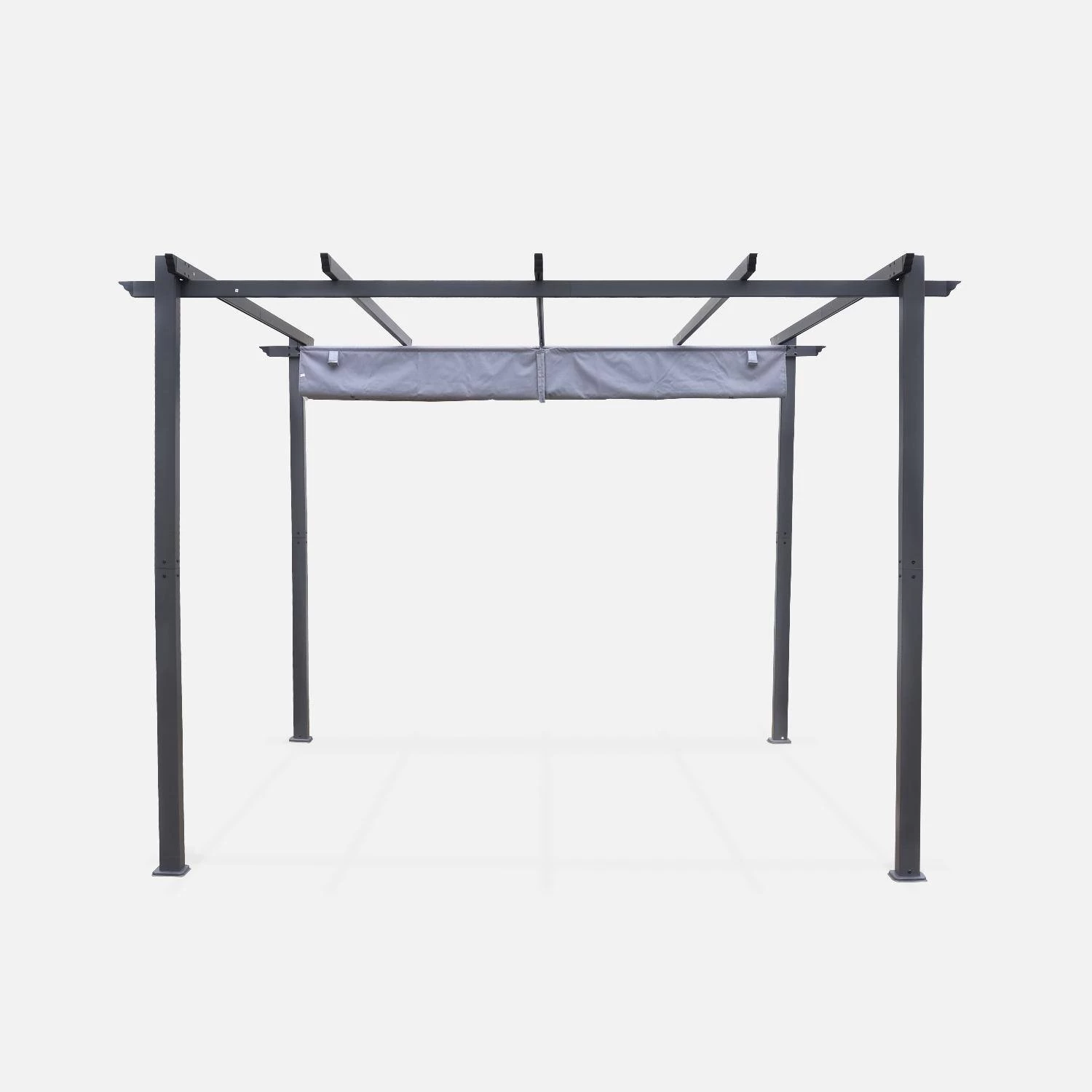 Pergola, Aluminium, 3x3m, Toile Coulissante Couleur : Gris 6 Pergola, Aluminium, 3x3m, Toile Coulissante Couleur : Gris – Image 4