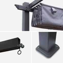 Pergola, Aluminium, 3x3m, Toile Coulissante Couleur : Gris 11 Pergola, Aluminium, 3x3m, Toile Coulissante Couleur : Gris -Outdoor Living Soldes pgakd3x3gy 7cd548a3e039f3499f2110aa0c2364b5