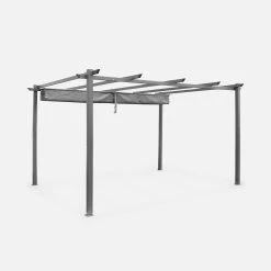 Pergola Aluminium 3x4m Toile Coulissante Couleur : Gris -Outdoor Living Soldes pgakd3x4gy 03dbf9472403ee715fda5cfeb244ca17