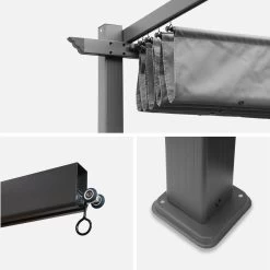 Pergola Aluminium 3x4m Toile Coulissante Couleur : Gris -Outdoor Living Soldes pgakd3x4gy 560692b7555f3ebfbd18da1c249fc482