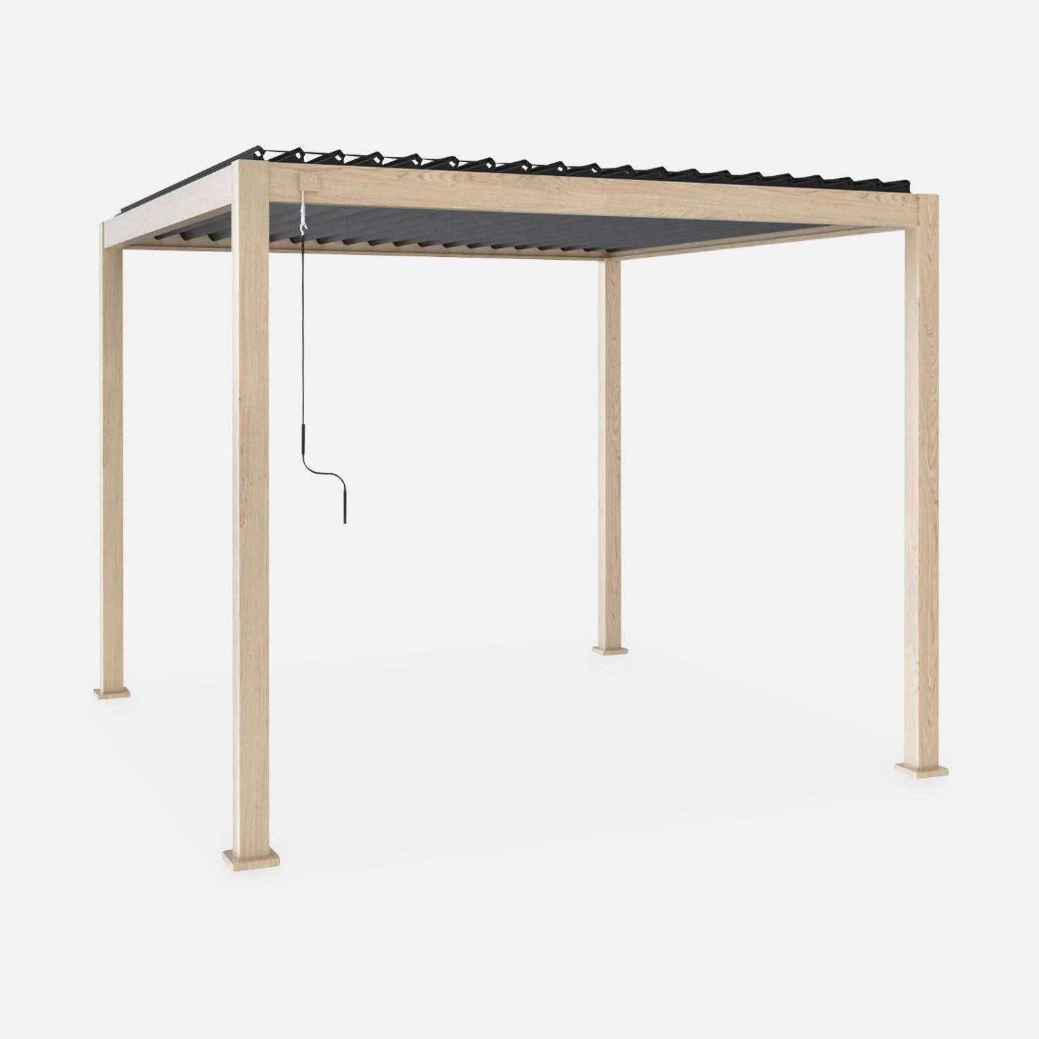 Pergola Bioclimatique Aluminium 3x3 M Lames Orientables Couleur : Bois 3 Pergola Bioclimatique Aluminium 3x3 M Lames Orientables Couleur : Bois