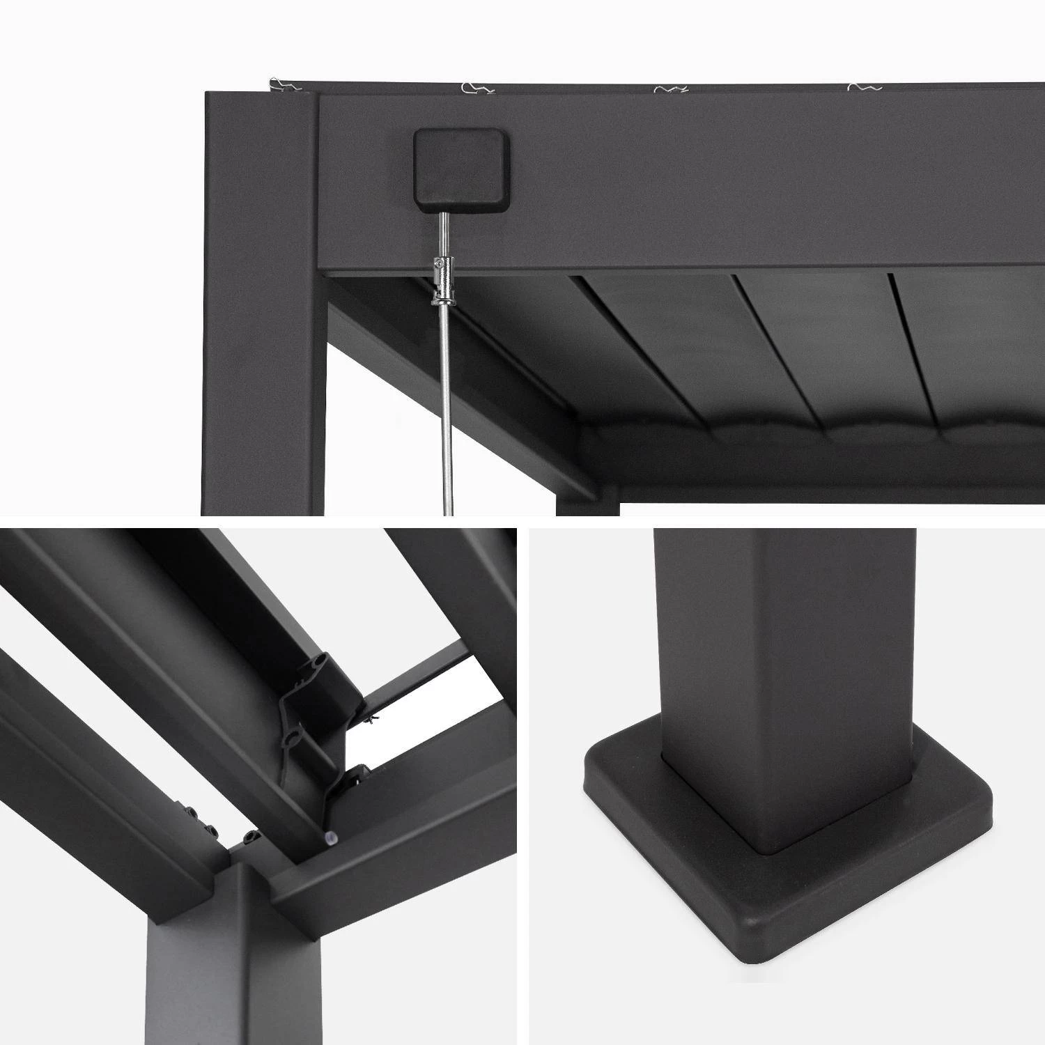 Pergola Bioclimatique Aluminium 3x4 Et Lot De 3 Persiennes 130cm 6 Pergola Bioclimatique Aluminium 3x4 Et Lot De 3 Persiennes 130cm – Image 4