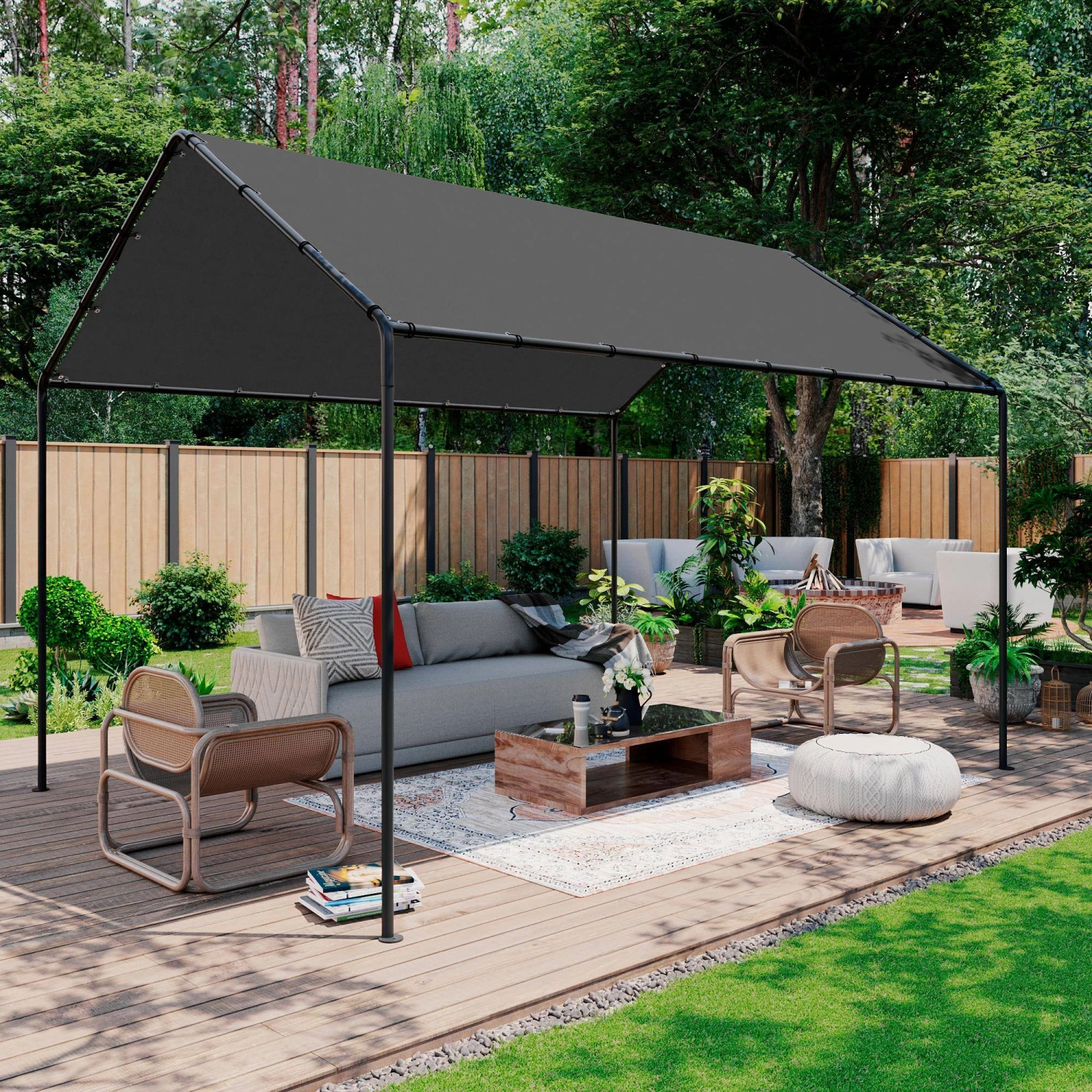 Tonnelle 3x4m Avec Toiture Couleur : Anthracite 3 Tonnelle 3x4m Avec Toiture Couleur : Anthracite