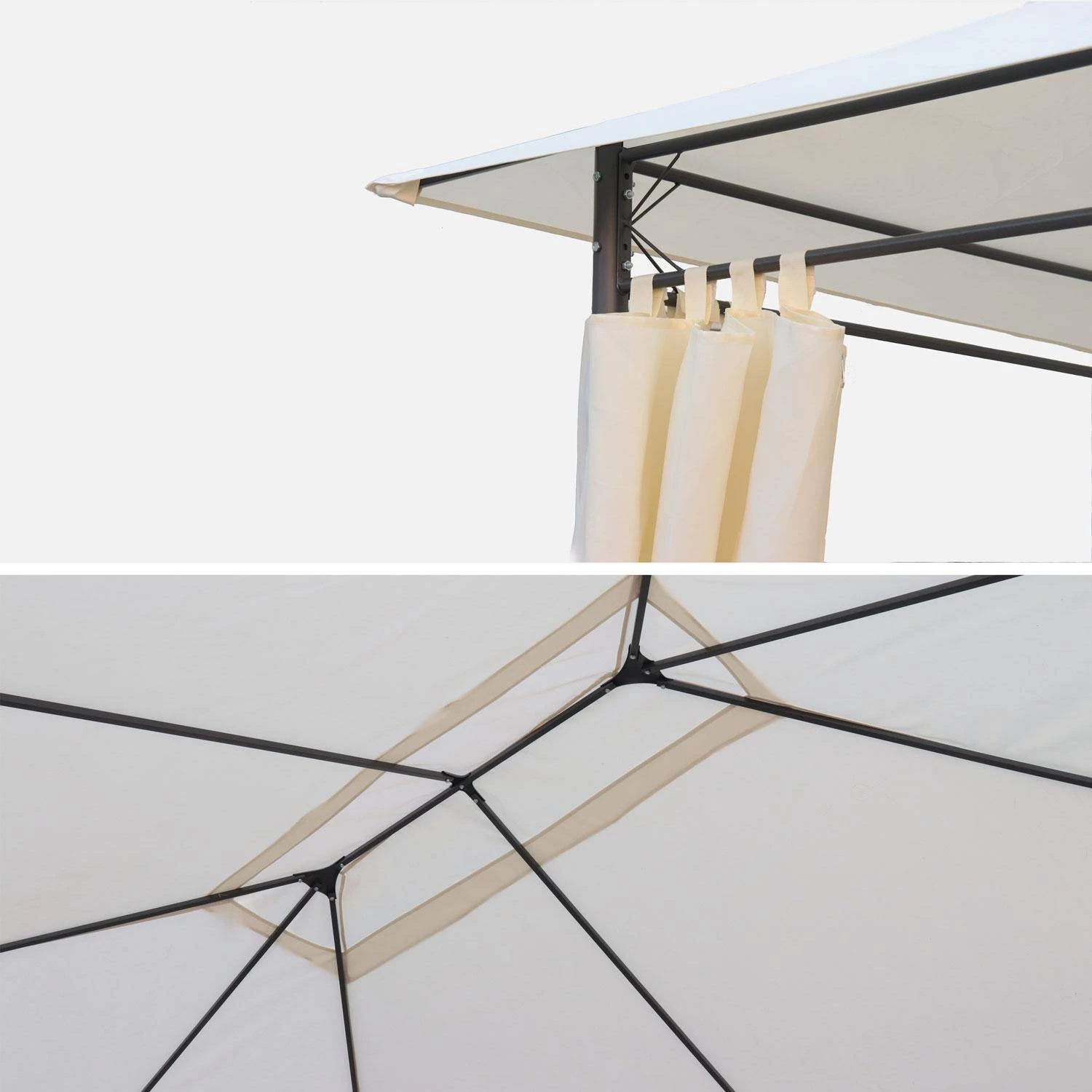 Toile De Toit Pour Pergola 3x4m Divio Couleur : Ecru 4 Toile De Toit Pour Pergola 3x4m Divio Couleur : Ecru – Image 2