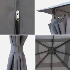 Tonnelle 3x3m Avec Rideaux Couleur : Gris 10 Tonnelle 3x3m Avec Rideaux Couleur : Gris -Outdoor Living Soldes pgskd3x3gy 546d5d8a45cf1c0f37d0fea157288d6c