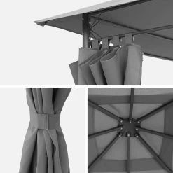 Tonnelle 3x4 M Avec Rideaux Couleur : Gris -Outdoor Living Soldes pgskd3x4gy d371a84da33644b9db6339e128e09cbf