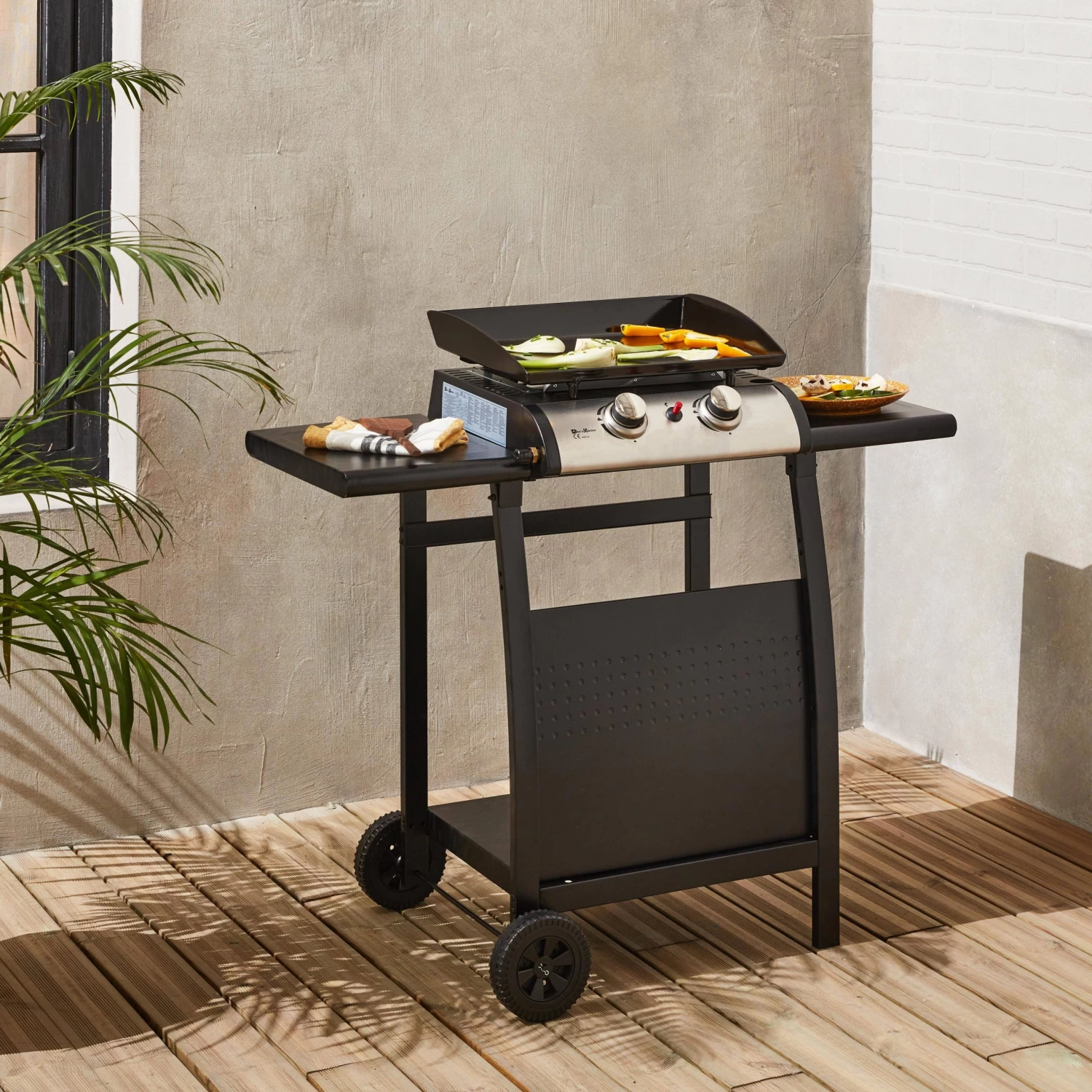 Plancha Gaz 2 Brûleurs Inox 5kW Avec Chariot 4 Plancha Gaz 2 Brûleurs Inox 5kW Avec Chariot – Image 2