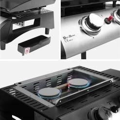 Plancha Gaz 2 Brûleurs Inox 5kW Avec Chariot 13 Plancha Gaz 2 Brûleurs Inox 5kW Avec Chariot -Outdoor Living Soldes ph1002trolley deee851e3483b9886c04c9fc9945e3fd