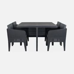 Table De Jardin Encastrable Imitation Rotin, 4 Chaises -Outdoor Living Soldes plk120r4bkgy c63060a75457751de6cd713aa8ea4348