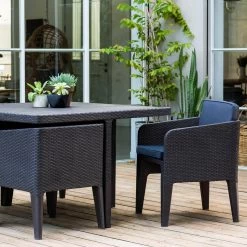 Table De Jardin Encastrable Imitation Rotin, 4 Chaises -Outdoor Living Soldes plk120r4bkgy d561a638ec6116b1925cc909c126b8a1