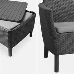 Salon De Jardin Imitation Rotin 5 Places -Outdoor Living Soldes plk3101bkgy 65e8f86956b7dc96326b76d581dbcdd7