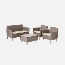 Salon De Jardin Imitation Rotin 4 Places Couleur : Cappuccino / Sable 9 Salon De Jardin Imitation Rotin 4 Places Couleur : Cappuccino / Sable -Outdoor Living Soldes plk3109cpsd 23e1322527485b6f647eb08c726237e6