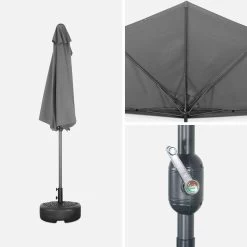 Demi-parasol Pour Balcon 2.5m Couleur : Gris 9 Demi-parasol Pour Balcon 2.5m Couleur : Gris -Outdoor Living Soldes puhalf250gy e87ca57641c8d6ef721c3d1b855cc070