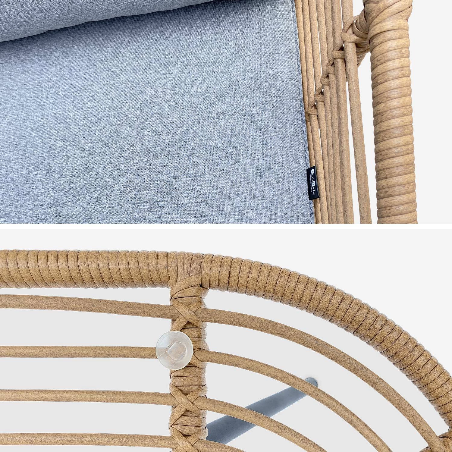 Salon De Jardin Bas Résine Tressée Effet Rotin 5 Places Couleur : Bois / Gris Chiné 8 Salon De Jardin Bas Résine Tressée Effet Rotin 5 Places Couleur : Bois / Gris Chiné – Image 6