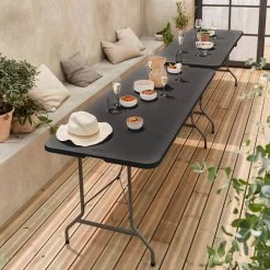 Tables De Réception Pliable Plastique (lot De 2) Couleur : Gris Foncé -Outdoor Living Soldes recpl180x70x2dg c067722b1963ccb2f1608b75d13cb0e8