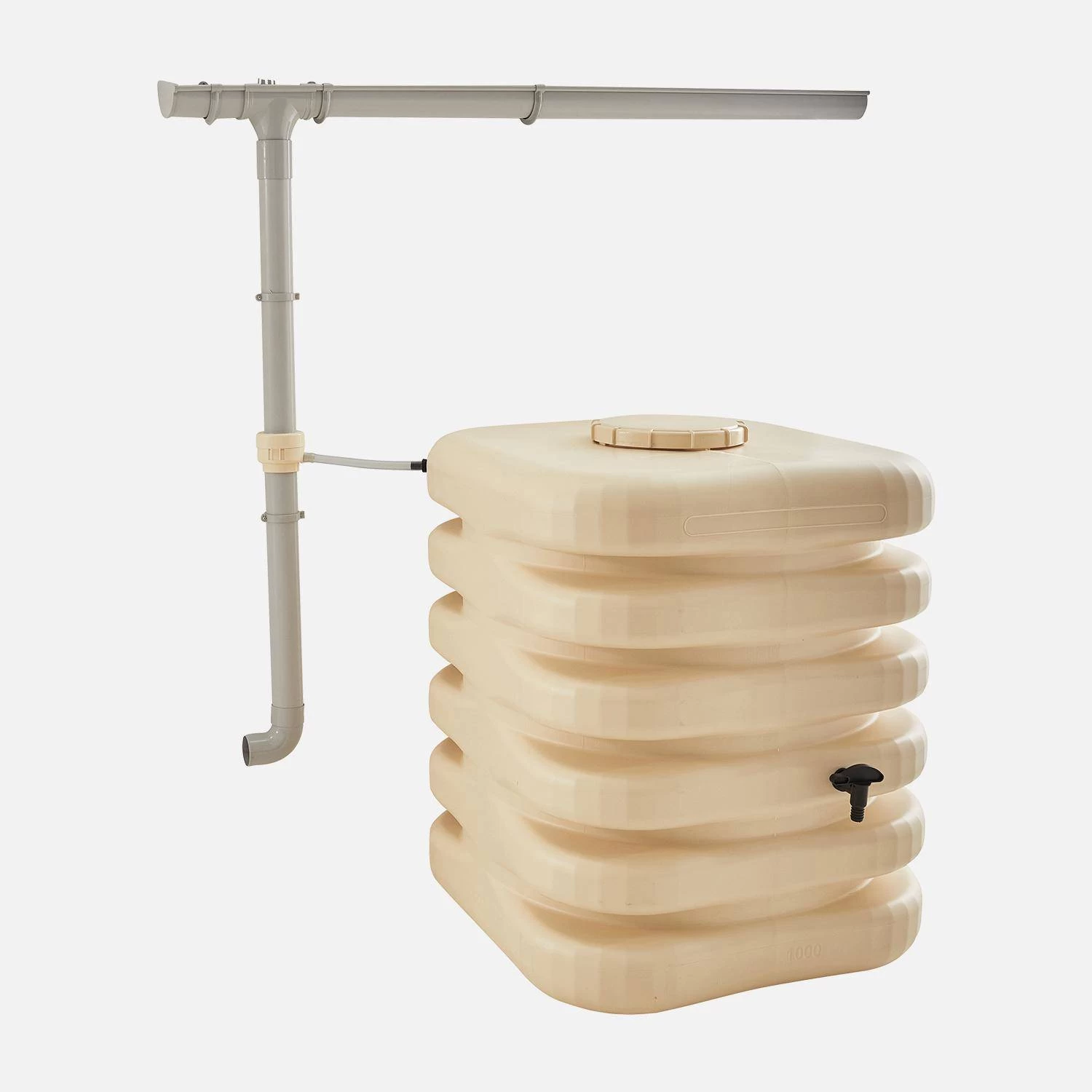 Récupérateur D'eau Cubique 1000L Couleur : Beige 4 Récupérateur D'eau Cubique 1000L Couleur : Beige – Image 2