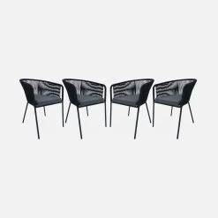 Fauteuil De Jardin Corde Et Acier Galvanisé (lot De 4) Couleur : Noir / Gris 9 Fauteuil De Jardin Corde Et Acier Galvanisé (lot De 4) Couleur : Noir / Gris -Outdoor Living Soldes ropearmx4bk 03e64dd42ee3ae6666977377bc21e636