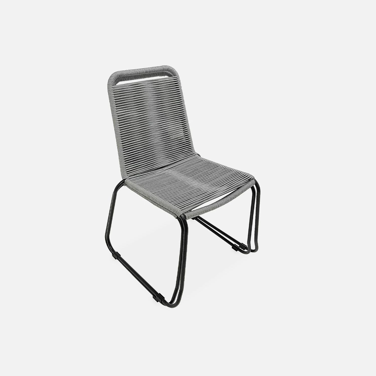 Chaise Jardin En Corde Empilable (lot De 2) Couleur : Gris Clair 7 Chaise Jardin En Corde Empilable (lot De 2) Couleur : Gris Clair – Image 5
