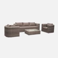 Salon De Jardin Résine Tressée Ronde 5 Places Couleur : Beige / Beige -Outdoor Living Soldes rw3003bg ce0b8c47c634d5dac8e8e5342a3ff6ac