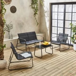 Salon De Jardin Métal 4 Places Couleur : Noir -Outdoor Living Soldes tx4kdbk b055f58ab6c76772f566e353b58b0d43