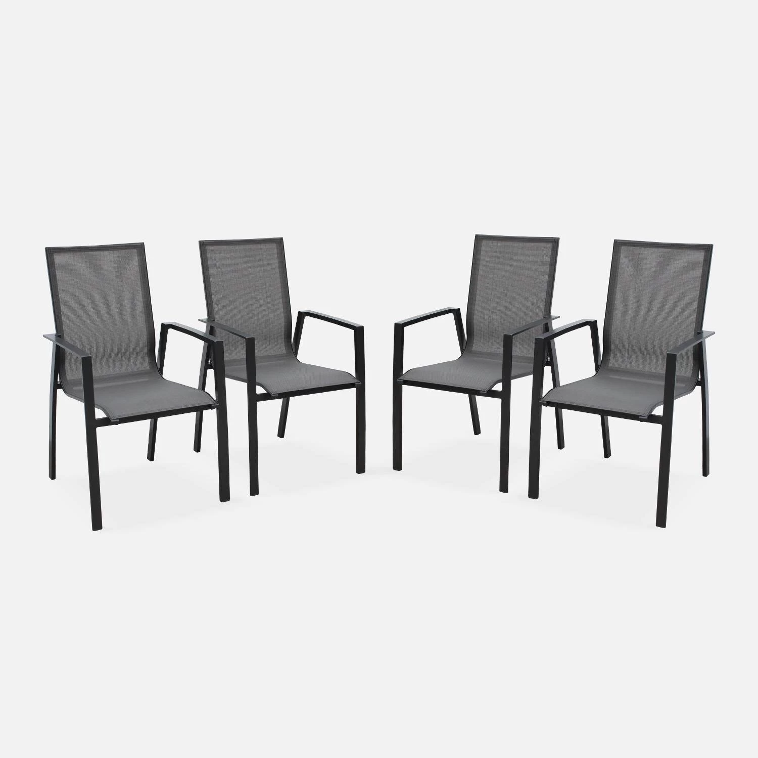 Lot De 4 Fauteuils De Jardin Aluminium - Washington Couleur : Anthracite / Gris Foncé 3 Lot De 4 Fauteuils De Jardin Aluminium - Washington Couleur : Anthracite / Gris Foncé