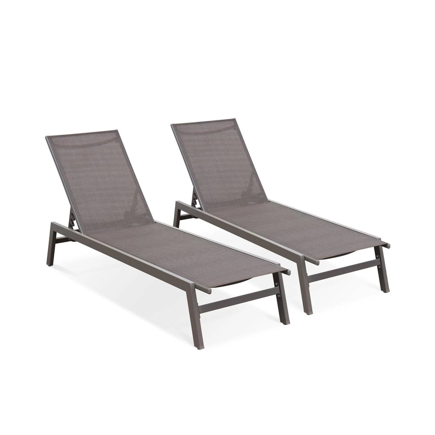 Bain De Soleil Aluminium Multi Position Et Empilable (lot De 2) Couleur : Taupe 3 Bain De Soleil Aluminium Multi Position Et Empilable (lot De 2) Couleur : Taupe