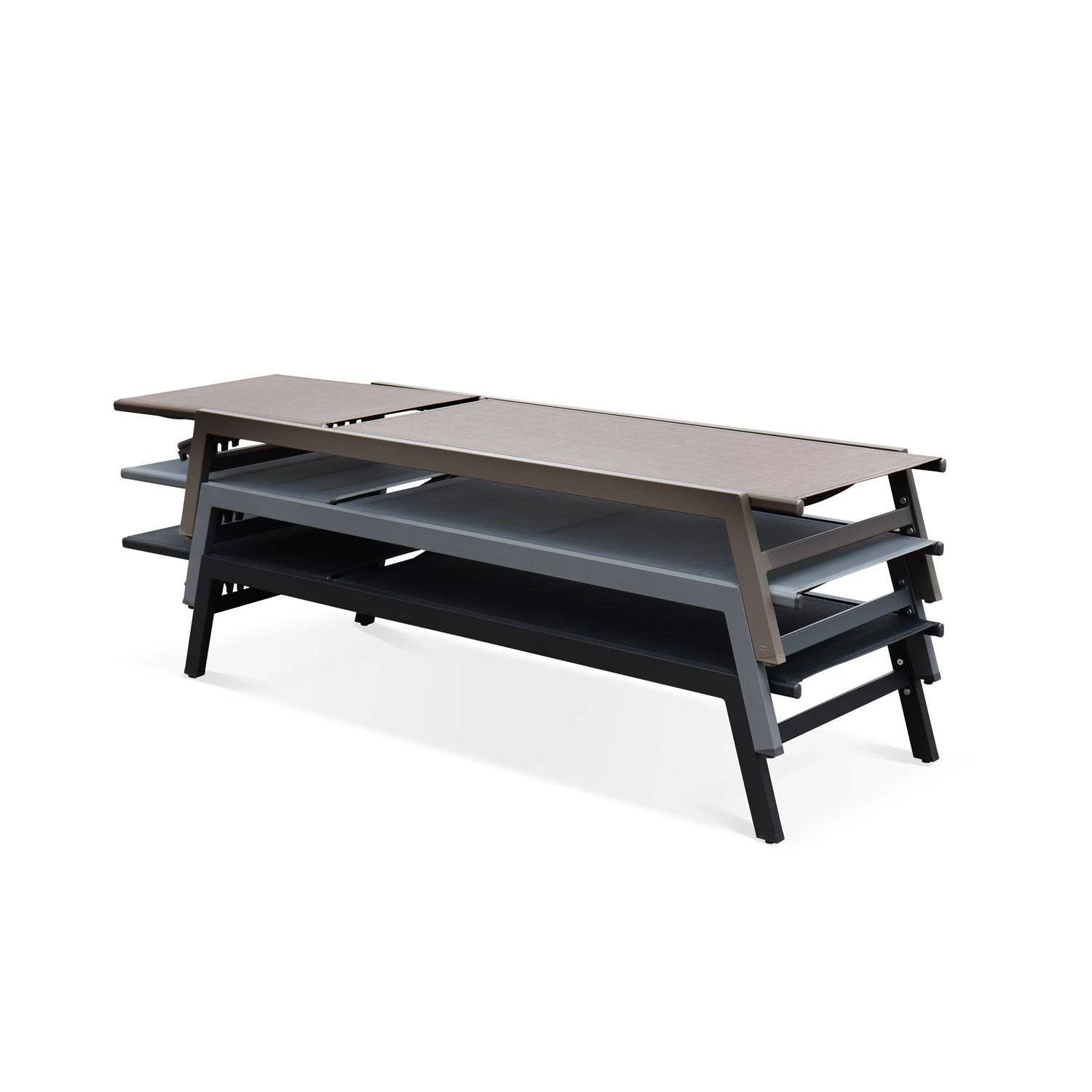 Bain De Soleil Aluminium Multi Position Et Empilable (lot De 2) Couleur : Taupe 7 Bain De Soleil Aluminium Multi Position Et Empilable (lot De 2) Couleur : Taupe – Image 5