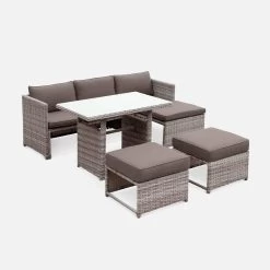 Salon De Jardin Résine Tressée 6 Places Couleur : Gris / Gris Taupe 14 Salon De Jardin Résine Tressée 6 Places Couleur : Gris / Gris Taupe -Outdoor Living Soldes wk100r5sofagy ef9380f17494f9abdd79f7989a46b035