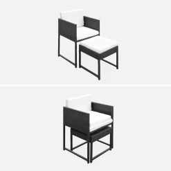 Salon De Jardin Encastrable Résine Tressée 4 Chaises, 4 Poufs Couleur : Noir / Ecru -Outdoor Living Soldes wk4cubepfbk cf5a4973cfb06b422c0ff65ec25f232b