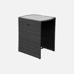 Table De Jardin Encastable Résine Tressée, 2 Chaises Couleur : Noir / Ecru -Outdoor Living Soldes wk64o2bk 58c97e5855872f8675104742d1ec8da3