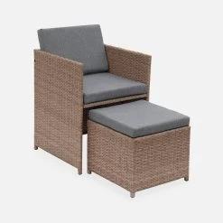Table De Jardin Encastrable Résine, 10 Fauteuils Couleur : Beige / Gris Chiné -Outdoor Living Soldes wkdgcube10ntgy 7140c68f3e30971d792a17542df218f8