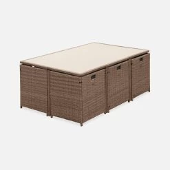 Table De Jardin Encastrable Résine, 10 Fauteuils Couleur : Beige / Gris Chiné -Outdoor Living Soldes wkdgcube10ntgy c543edb6fa934216e820074934a3dbc8