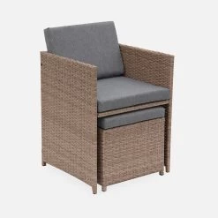 Table De Jardin Encastrable Résine, 10 Fauteuils Couleur : Beige / Gris Chiné -Outdoor Living Soldes wkdgcube10ntgy ef67885b4e6c6fec462a1aad8a6f5507