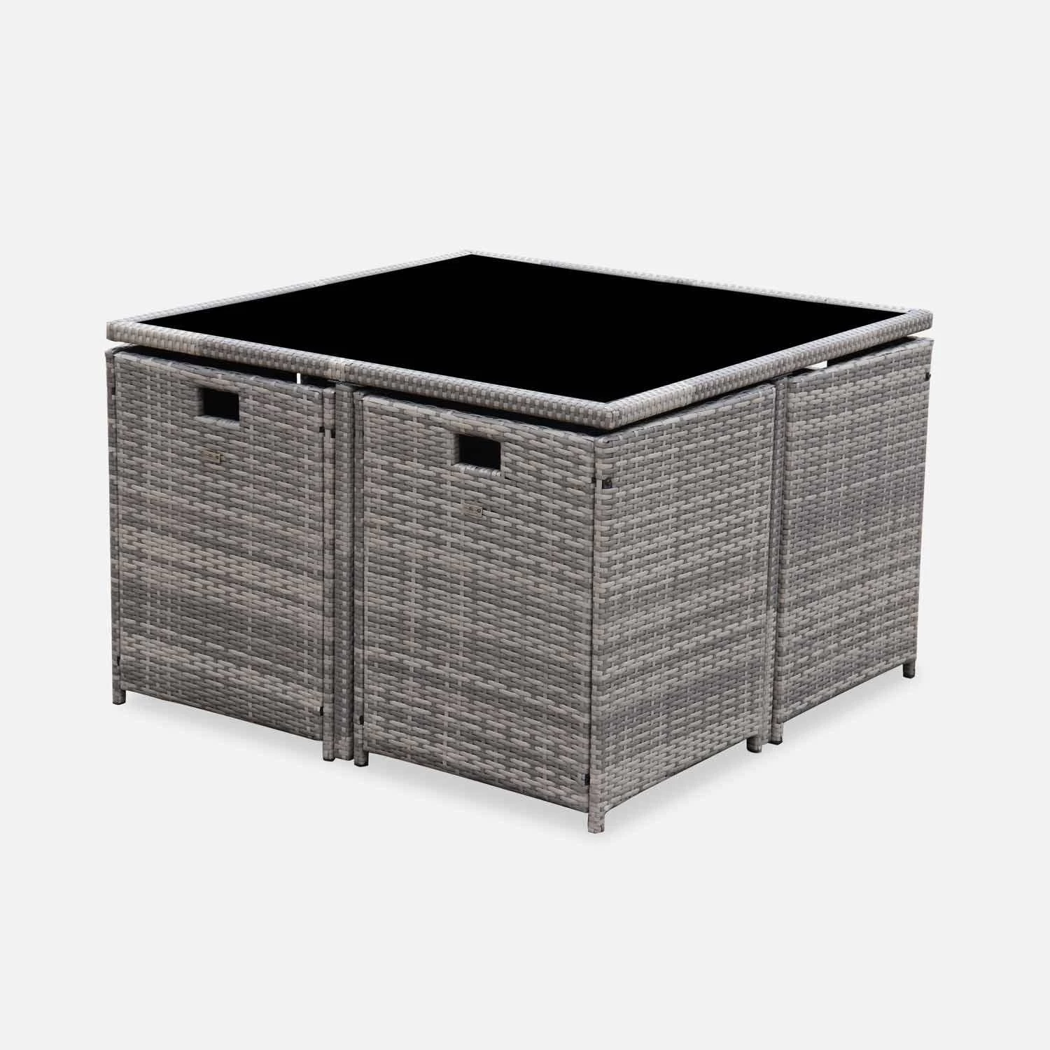 Table De Jardin Encastrable Résine Tressée, 8 Fauteuils Couleur : Nuances De Gris / Gris Chiné 5 Table De Jardin Encastrable Résine Tressée, 8 Fauteuils Couleur : Nuances De Gris / Gris Chiné – Image 3