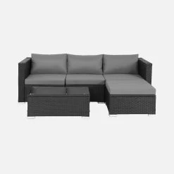 Salon De Jardin Résine 4 Places Couleur : Noir / Gris -Outdoor Living Soldes wksofakdbkgy 2c29437044794be9f3654b5615a83980