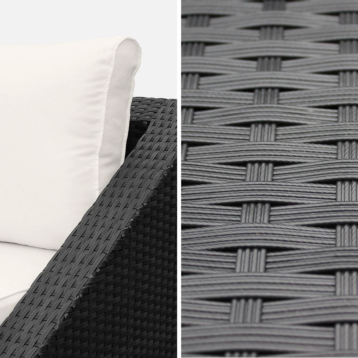 Salon De Jardin Triangle Résine Tressée 2 Places Couleur : Noir / Ecru 8 Salon De Jardin Triangle Résine Tressée 2 Places Couleur : Noir / Ecru – Image 6