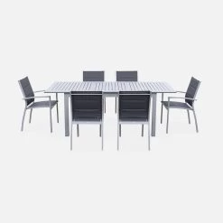 Table De Jardin Extensible Aluminium, 6 Chaises Couleur : Gris / Gris Foncé 11 Table De Jardin Extensible Aluminium, 6 Chaises Couleur : Gris / Gris Foncé -Outdoor Living Soldes xtsafm210r6at 494bbda17a69c814eac52503a6195f35