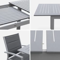 Table De Jardin Extensible Aluminium, 6 Chaises Couleur : Gris / Gris Foncé 17 Table De Jardin Extensible Aluminium, 6 Chaises Couleur : Gris / Gris Foncé -Outdoor Living Soldes xtsafm210r6at 807e046bcb5765ab554ff9e1a5bbbd9c