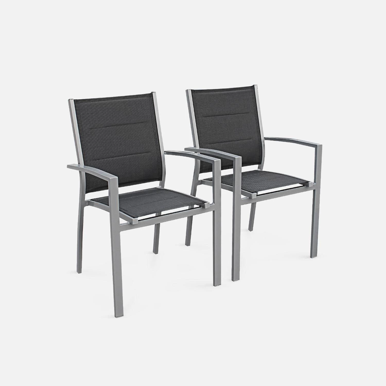 Table De Jardin Extensible Aluminium, 6 Chaises Couleur : Gris / Gris Foncé 8 Table De Jardin Extensible Aluminium, 6 Chaises Couleur : Gris / Gris Foncé – Image 6